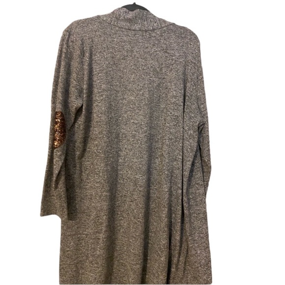 PinkBlush Maternity Heathered Gray Duster with Sequin Elbows - Picture 2 of 4